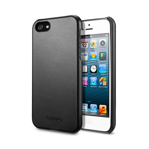 Spigen iphone 5 Black leather grip cases