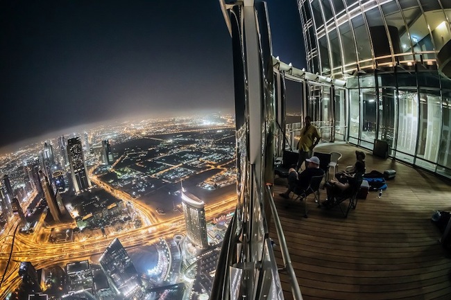 view from burj khalifa at night highest flore 