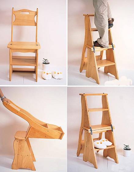 2 in 1 Multifunction Wooden Chair Ladder