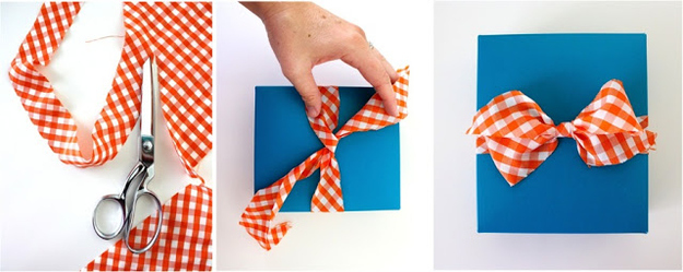 DIY Fabric Ribbon and Repurposed gift-wrap idea