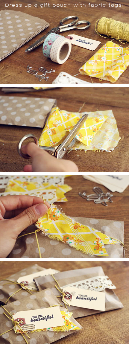 Dress up a Gift Pouch with Fabric Tags