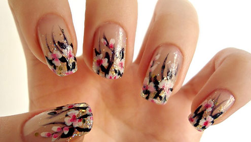 nail flowers effect