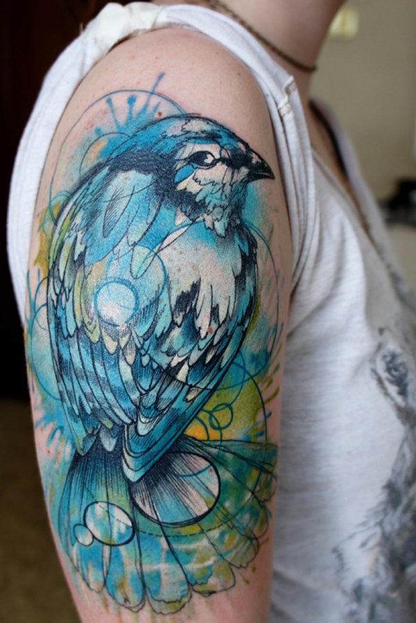 28-Quarter-sleeve-bird-tattoo