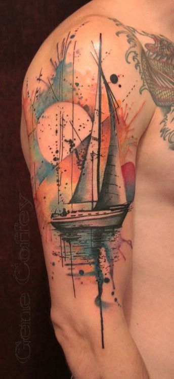 sailboat 22 Professional Tattoo designs For Men Arm & Shoulder