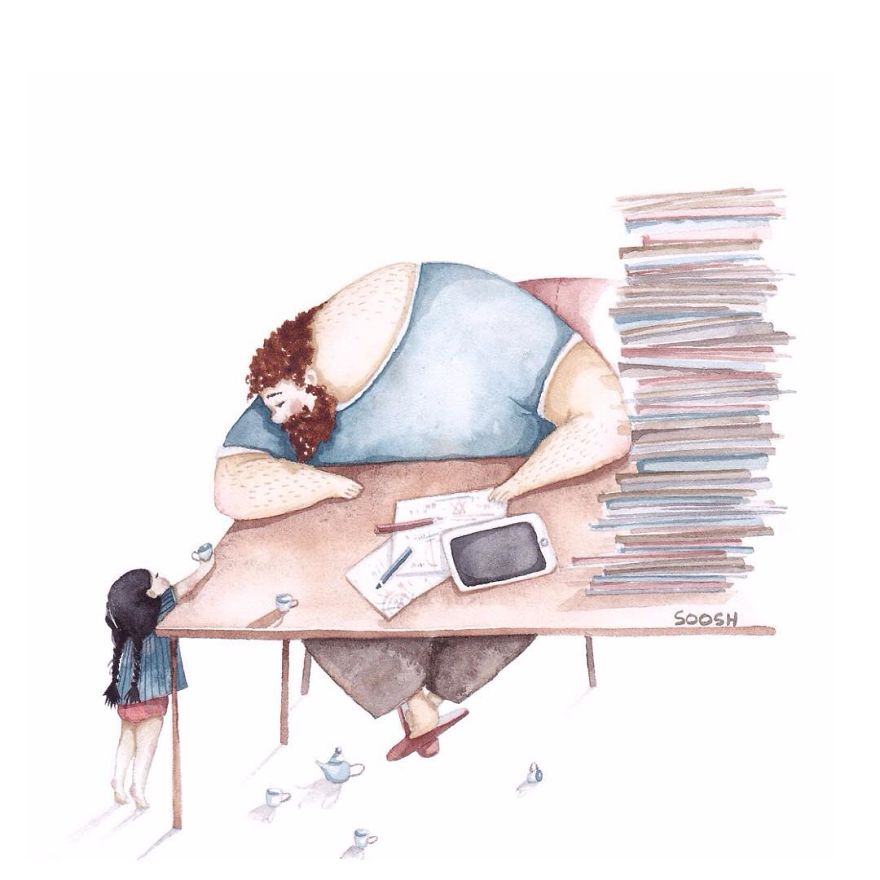 14 Touching Watercolor Illustrations That Make Us Appreciate Our Dads More