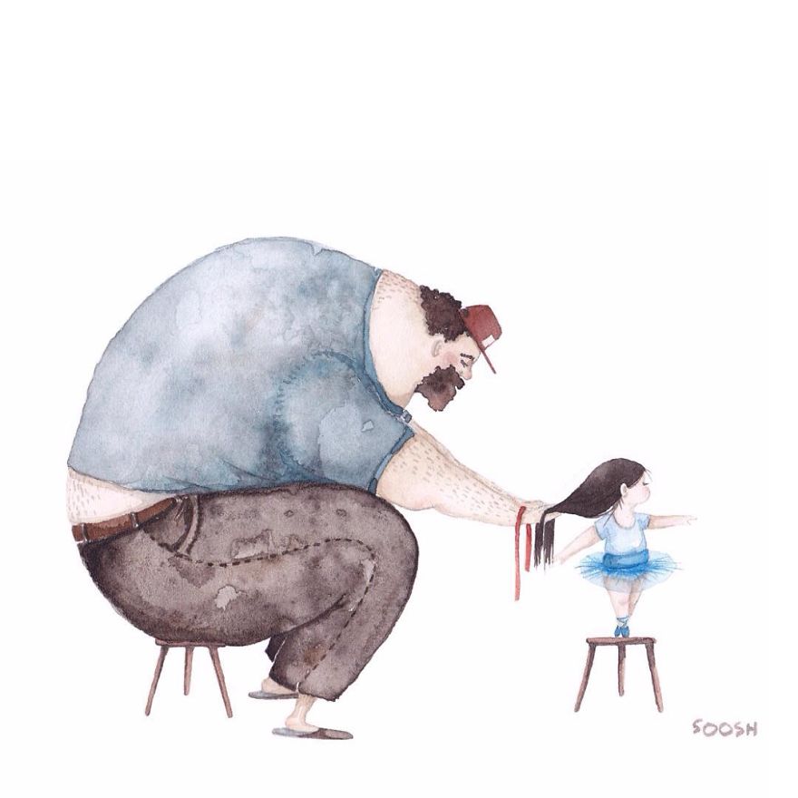 14 Touching Watercolor Illustrations That Make Us Appreciate Our Dads More