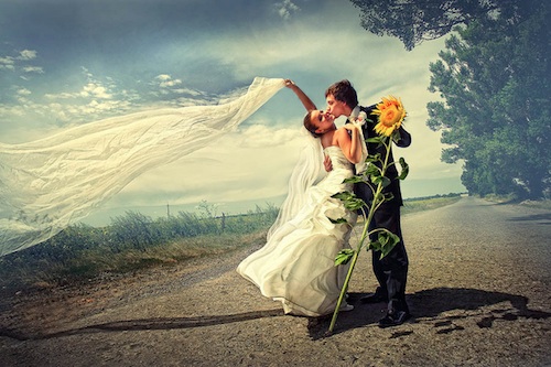 Russia Wedding Photography on Road  