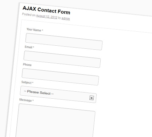WordPress Ajax Form with Tracking and Settings