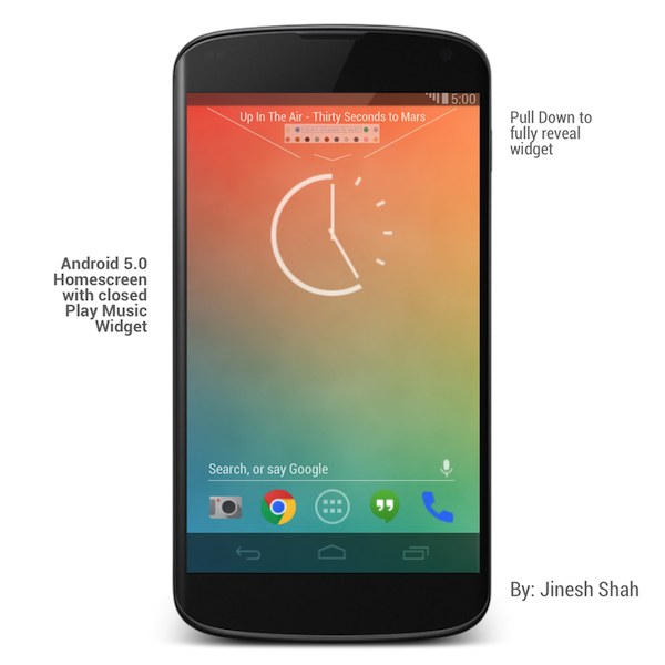 Pull Down to Fully Reveal Widget of Nexus 4 'Key Lime Pie'